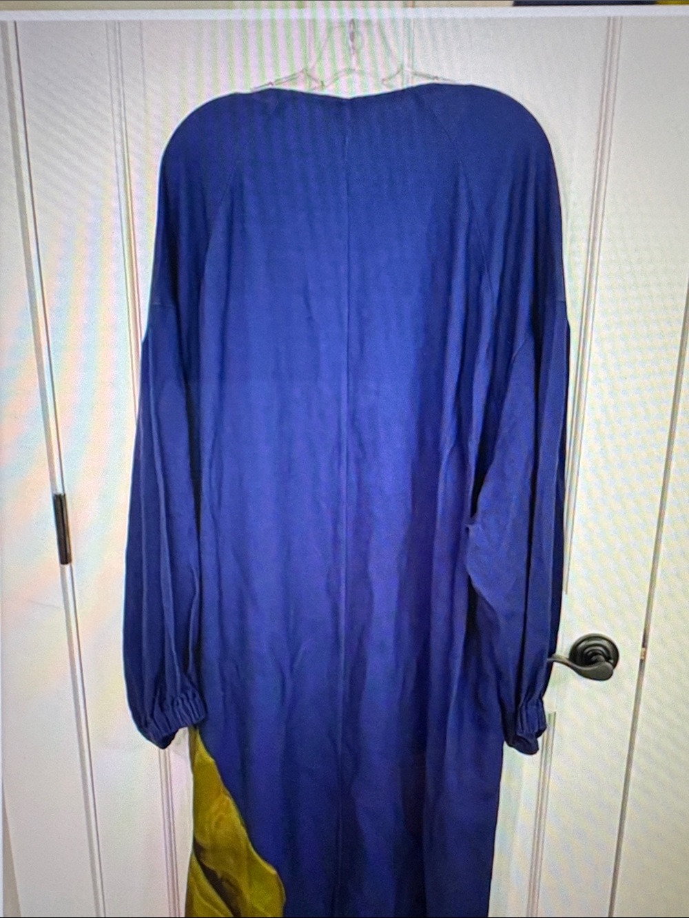 Dries Van Noten NWOT Navy Dress with Olive Artistic Print - Picture 6 of 12